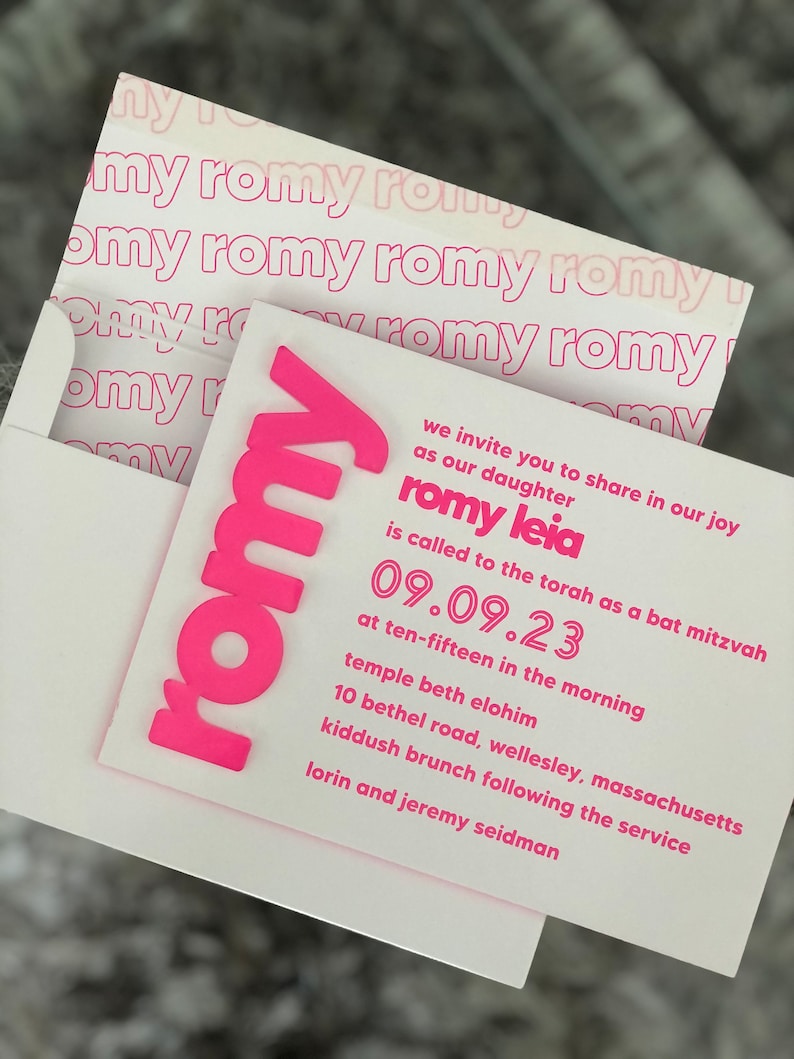Letter Romy Custom Acrylic Mitzvah Invitations - Etsy