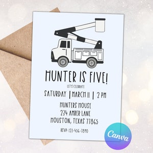 Lineman Birthday Invitation-Truck Birthday Invitation-Lineman Png-Lineman Svg-Bucket Truck Birthday Invitation-Bucket Truck Png-Lineman