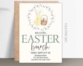 Easter Brunch Invitation-Easter Invitation Editable-Easter Brunch And Egg Hunt Invitation-Easter Brunch Invite-Easter Invitation Templates