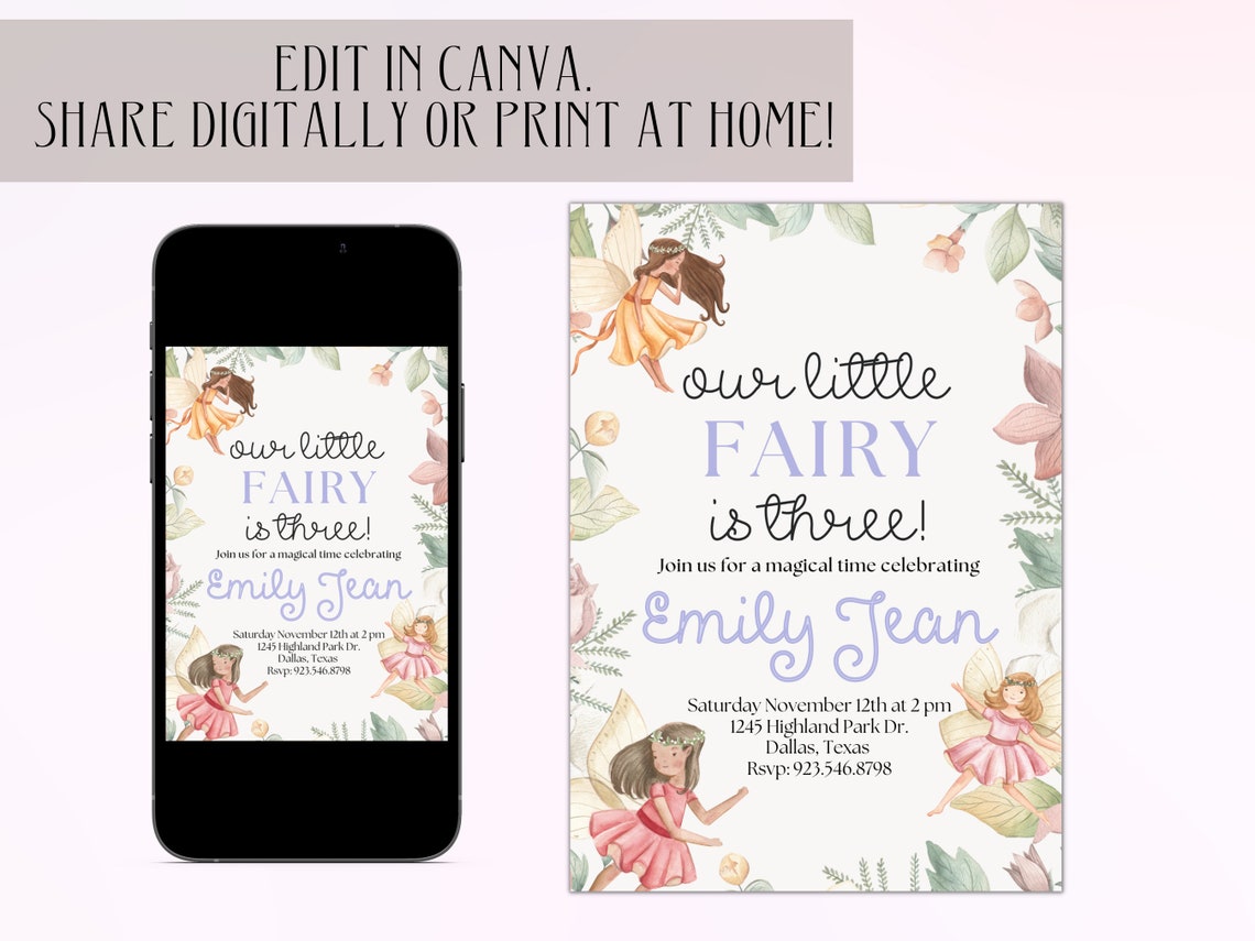 Fairy Birthday Invitation Template fairy Birthday Party Etsy Fairy Birthday Invitation Template fairy Birthday Party Etsy