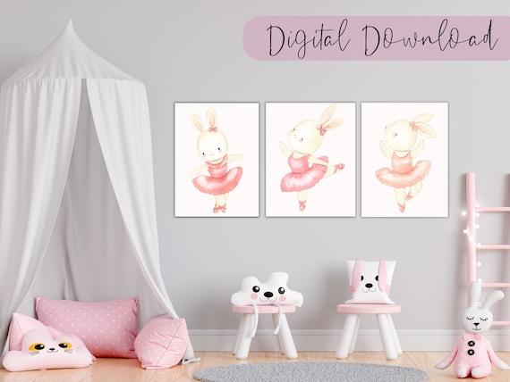 Ballerina Bunny Wall Art-Baby Bunny Nursery Painting-Bunny Ballerina Prints-Dancing Bunny Ballerina Art-Pink Bunny Wall Art-Ballerina Bunny