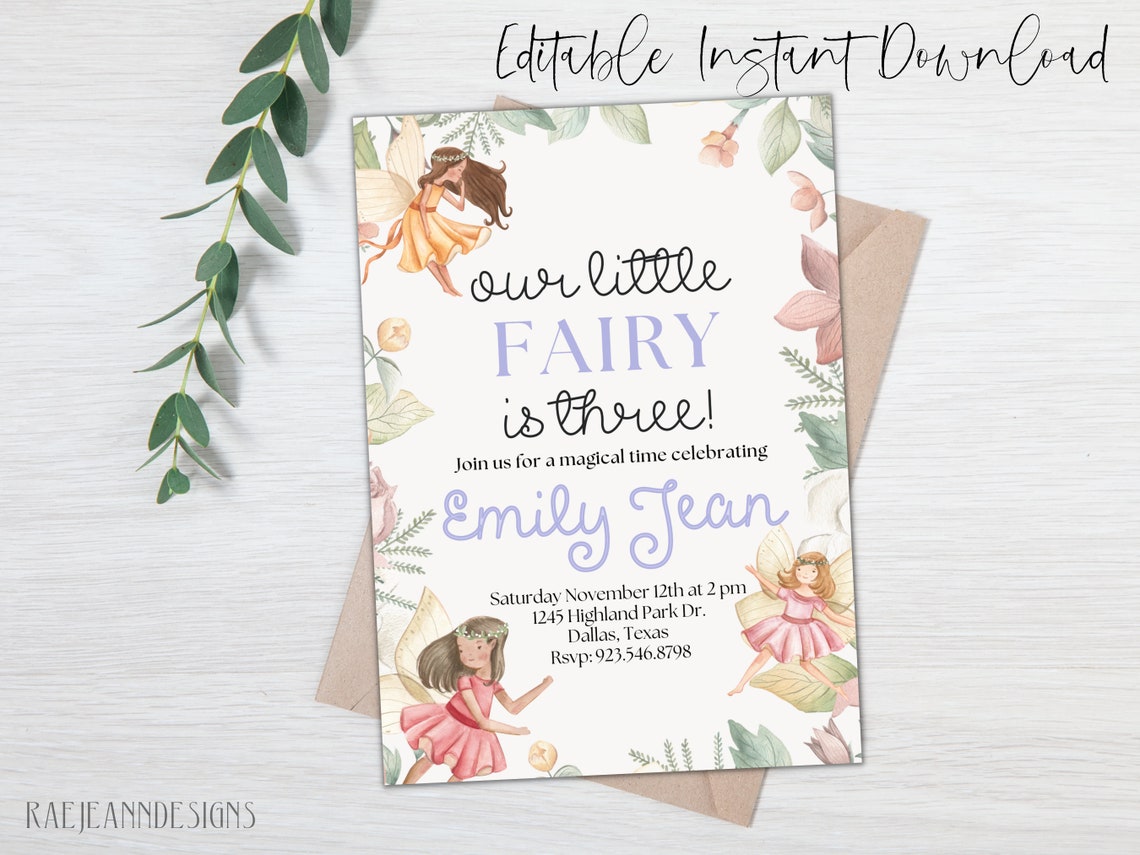 Fairy Birthday Invitation Template fairy Birthday Party Etsy Fairy Birthday Invitation Template fairy Birthday Party Etsy