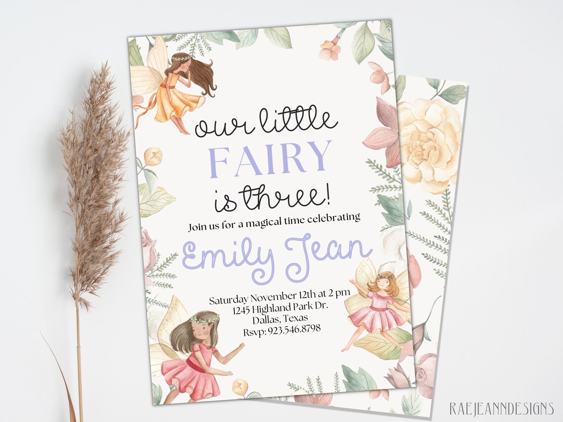 Fairy Birthday Invitation Template fairy Birthday Party Etsy Fairy Birthday Invitation Template fairy Birthday Party Etsy