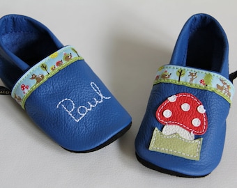 Krabbelschuhe*Blau+PüReh+Pilz+Namen*Gr.20