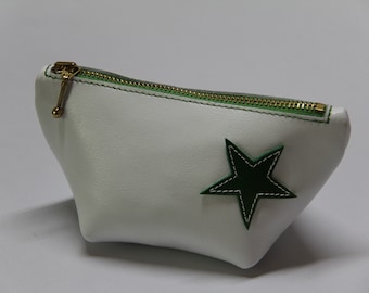 Schminktäschchen "Weiß "Green Star"(2)"(klein)