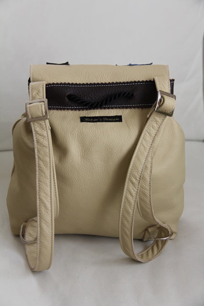 Kinderrucksack LederBeige Bunte Sterne Bild 3