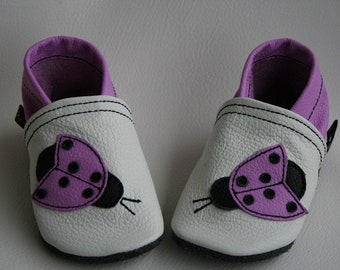 Crawling Shoes-White/Lilac+Ladybug*Gr.20