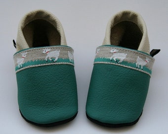 Crawling shoes*Green/Beige.*small sheep*Gr19