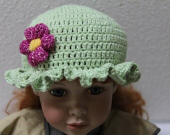 Baby Hat/Baby Hat Green-Flower Lilac/Yellow