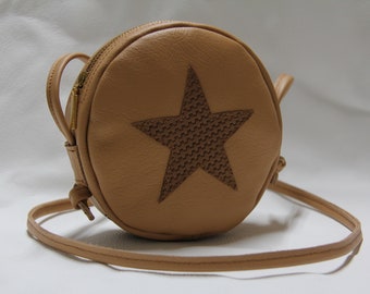 Sac rond brun naturel « Star"Pièce unique »