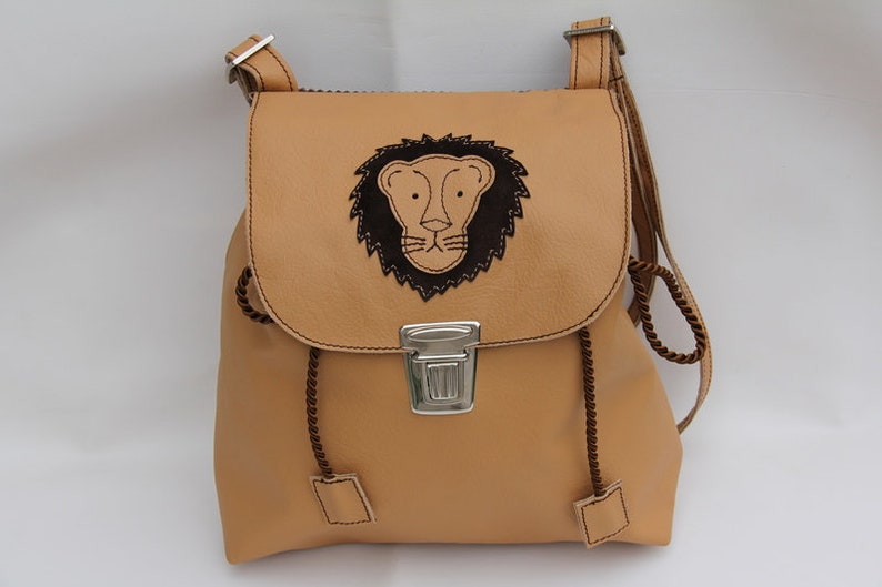 Children's backpack leathernatural brown lion Simba image 1