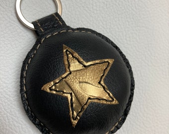 Porte-clés *Cercle avec étoile *Noir/Or*