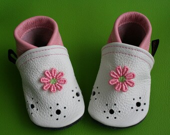 Krabbelschuhe*Sommer*Weiß/Rosa+Blümchen(rosa)Gr.20