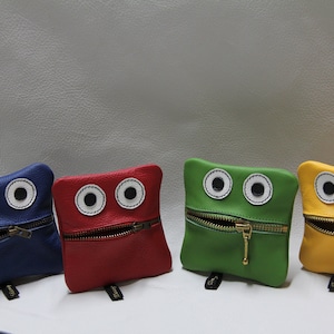 Mini Geldbörse aus Leder“ Lustige Monster „