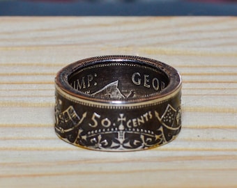 Silver Ring made from a Canadian Half Dollar 1946