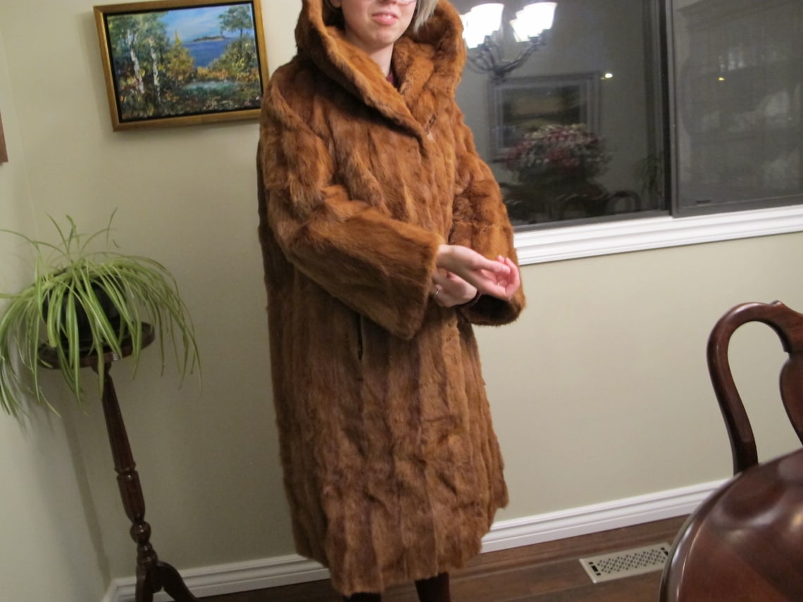 Vintage Full Length Muskrat Fur Coat Etsy Canada