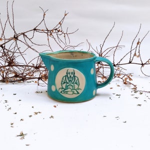 Ceramic jug "Buddha" turquoise blue