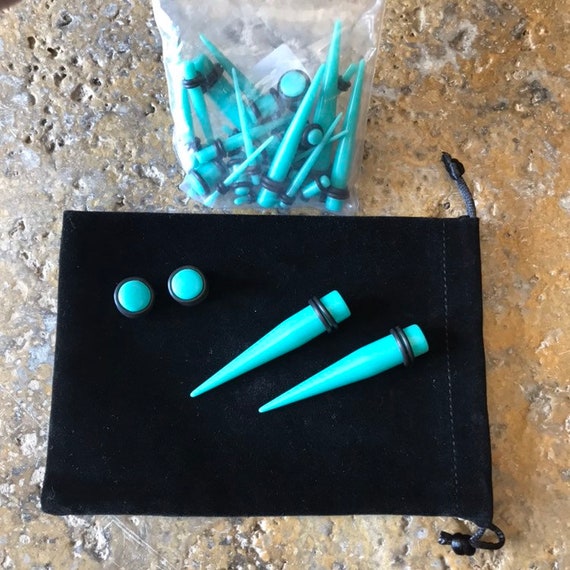 turquoise ear gauges