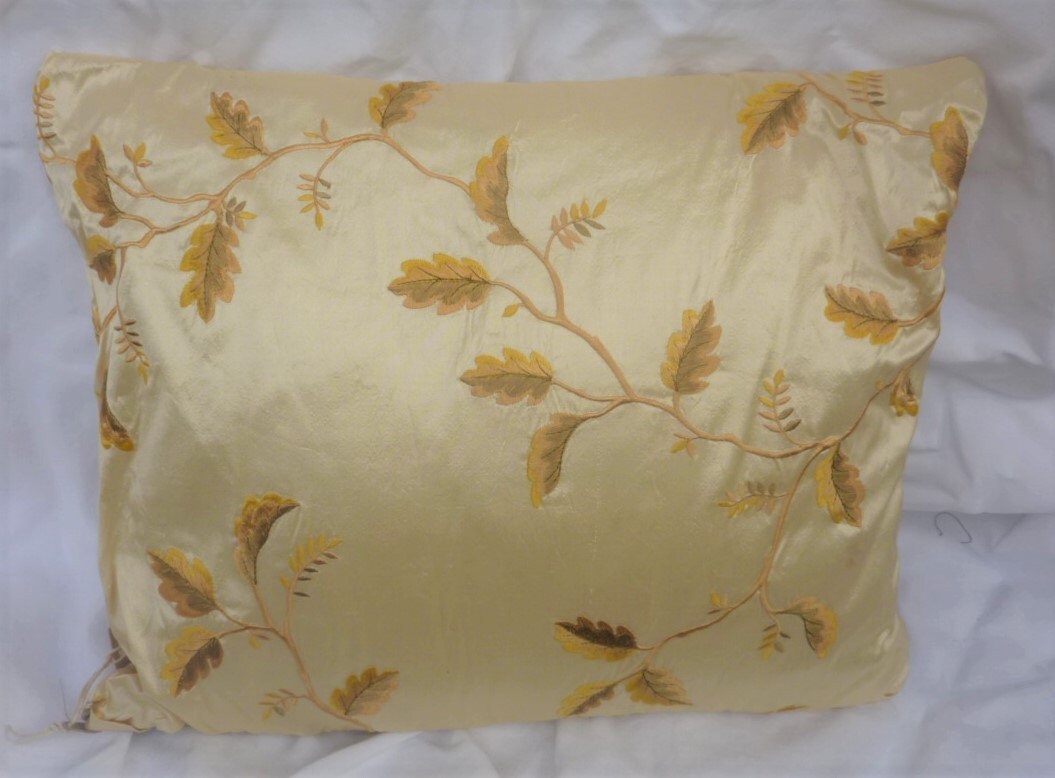 Cream Designer Pure Silk Rectangular Cushion Cover With Gold Etsy UK