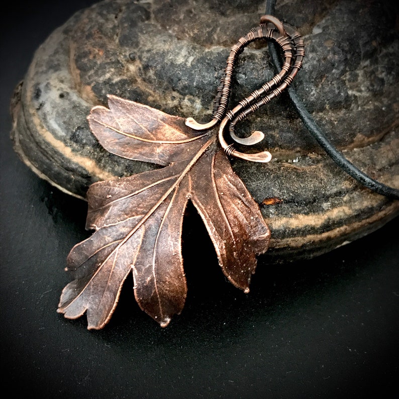 Real leaf pendant Botanical jewelry Electroformed copper Etsy