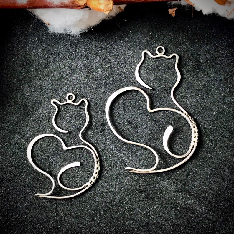 Cat charm necklace Silver cat necklace Kitten necklace Etsy