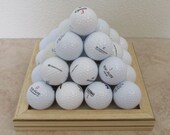 Golf Ball Pyramid Stacker - Medium Wooden Square - Holds 30 Golf Balls (Golf Balls not included)