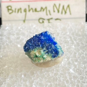 Linarite and Brochantite on Anglesite Cerussite Ps. Galena - Thumbnail Crystal - Sunshine #3 - Demark Claims - Bingham, New Mexico