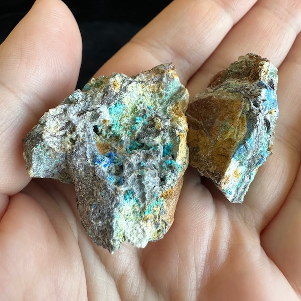 Caledonite and Linarite - Lot of 2 - Crystal Clusters - Grand Reef Mine - Graham County, Arizona