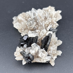 Quartz and Schorl - Black Tourmaline - Crystal Cluster