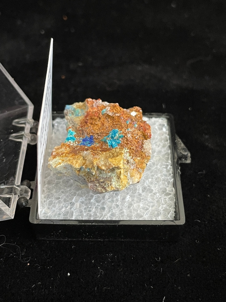 Caledonite and Linarite Thumbnail Crystal Grand Reef Mine Graham County, Arizona image 3