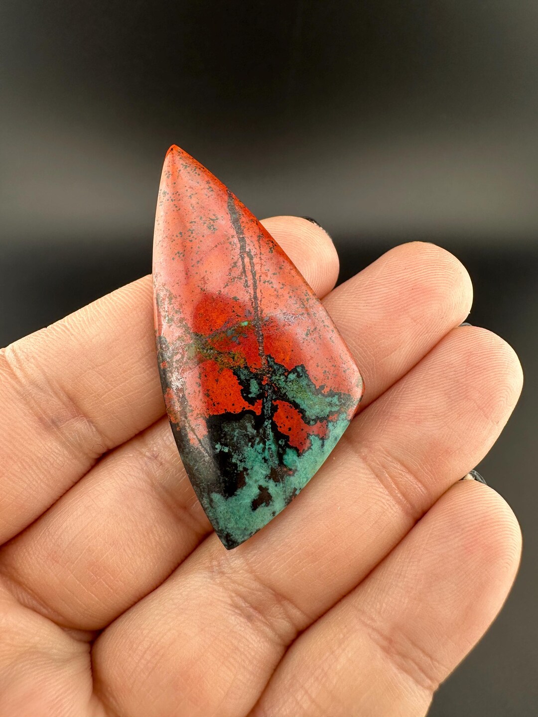 Pendentif Cabochon Sonora Sunset Chrysocolle Cuprite 24 Carats - Pierre Naturelle Du Mexique - Neuf