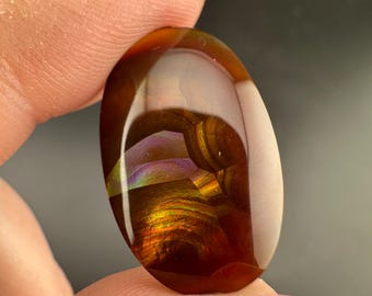 Flashy Multicolored Fire Agate -  Polished - Double Sided Oval Cabochon