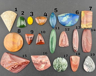 Oolite, Jade, Yellow Rosarita, Opal Butte, Azurite, Wonderstone, Tiger's Eye, Apache Sage Rhyolite, Rhodinite - Cabochon - Sold Individually