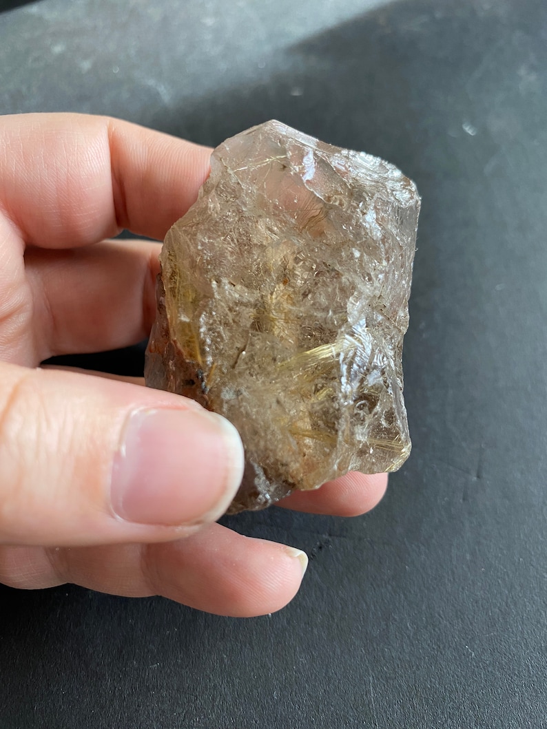 Clear Quartz Specimen Witch Crystals Chunk Gold Hairs Rutile Quartz Rutilated Quartz Crystal 86g