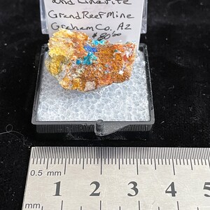 Caledonite and Linarite Thumbnail Crystal Grand Reef Mine Graham County, Arizona image 4