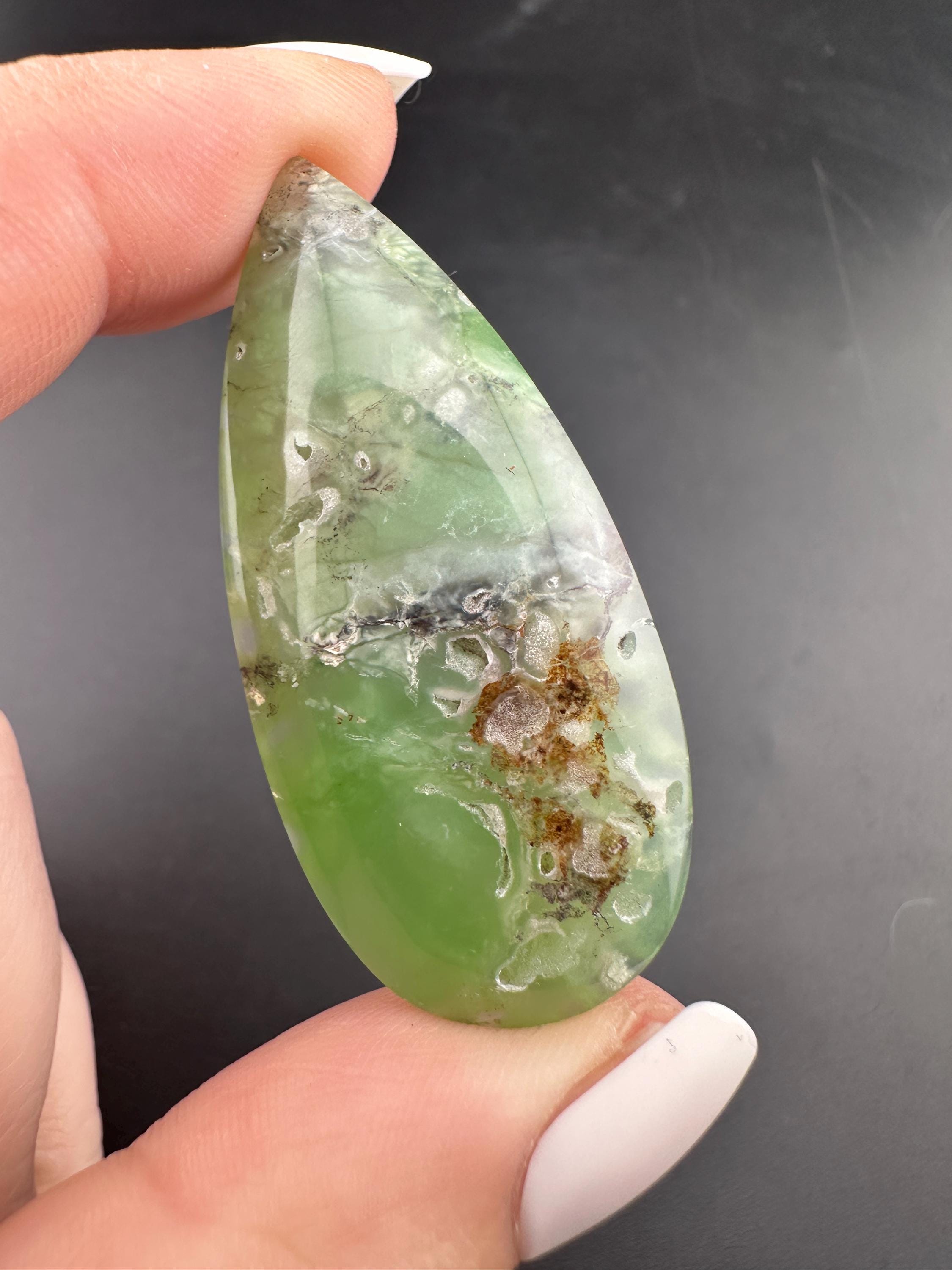 Lemon Chrysoprase - Phase - Teardrop Cabochon