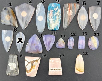 Montana, Paulina Limb Cast, Iris Agate, Plume Agate Triplet, Rutile Quartz, Holley Blue Agate, Oregon Sunset - Cabochon - Sold Individually