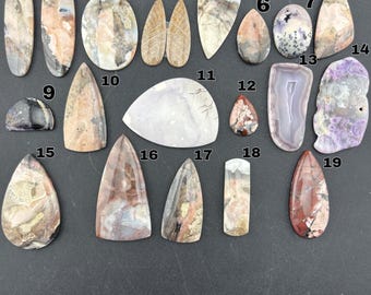 Tiffany Stone, Petrified Wood Pair, Luna, Laguna Agate - Cabochon - Sold Individually