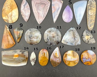 Polkadot, Luna, Laguna, Montana Agate, Datolite, Rutile Quartz, Marcasite - Cabochon - Sold Individually