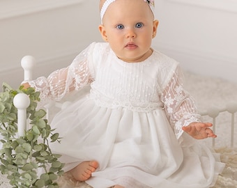 Christening gown, Baptism dress, Christening dress, Flower Girl Dress, Princess Dress, Tulle Dress ***HEADBAND GRATIS***