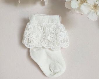 Lace Baby Girl Socks, Cotton Socks with lace, Baptism socks, Christening socks, Socks with lace, Baptism outfit