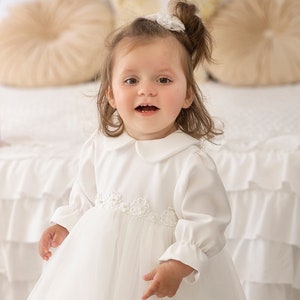 Christening gown, Baptism dress, Christening gown, Baby Girl Dress, Tulle dress, Princess Dress, Flower baby dress HEADBAND GRATIS image 1