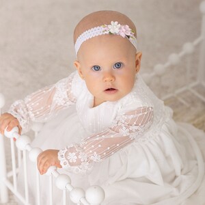 Christening gown, Baptism dress, Christening dress, Flower Girl Dress, Princess Dress, Tulle Dress HEADBAND GRATIS image 2