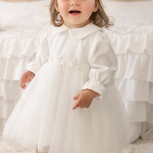Christening gown, Baptism dress, Christening gown, Baby Girl Dress, Tulle dress, Princess Dress, Flower baby dress HEADBAND GRATIS image 5