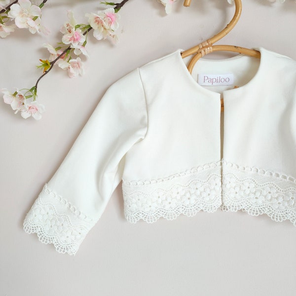 Babyjacke, Taufbolero, Baby-Taufjacke, Ecru-Taufbolero, Babybolero, Taufoutfit