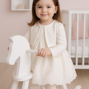 Ecru Cotton Baby Bolero: Christening Jacket
