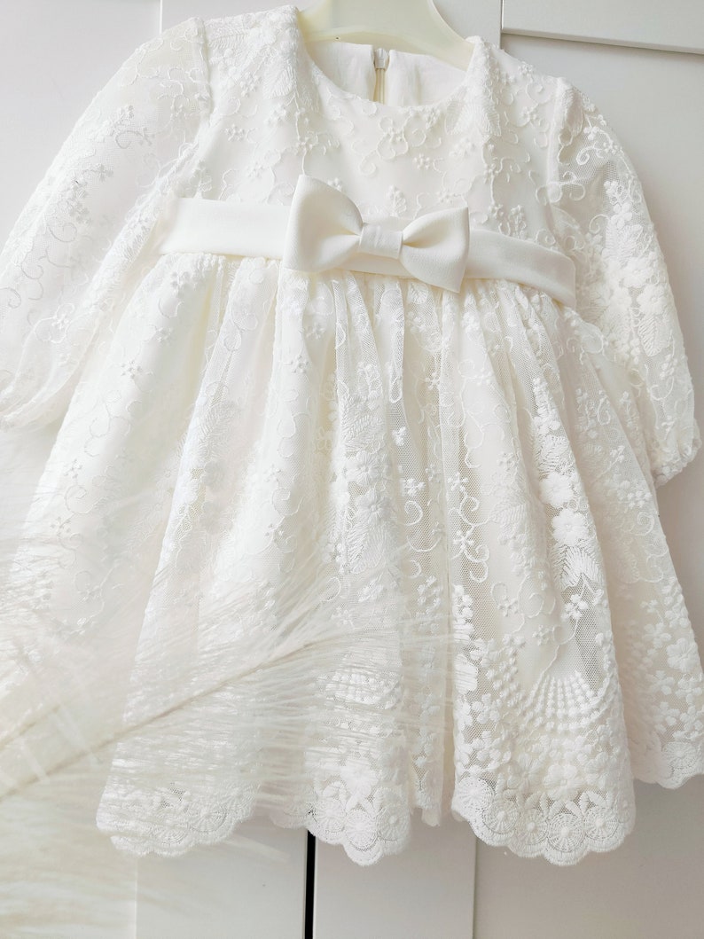 Robe de baptême, robe de baptême, robe de bébé fille, Taufkleid, Taufkleid mädchen, robe de princesse HEADBAND GRATIS image 5