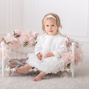 Christening gown, Baptism dress, Christening dress, Baby Girl Dress, Princess Dress, Lace dress, HEADBAND GRATIS image 2