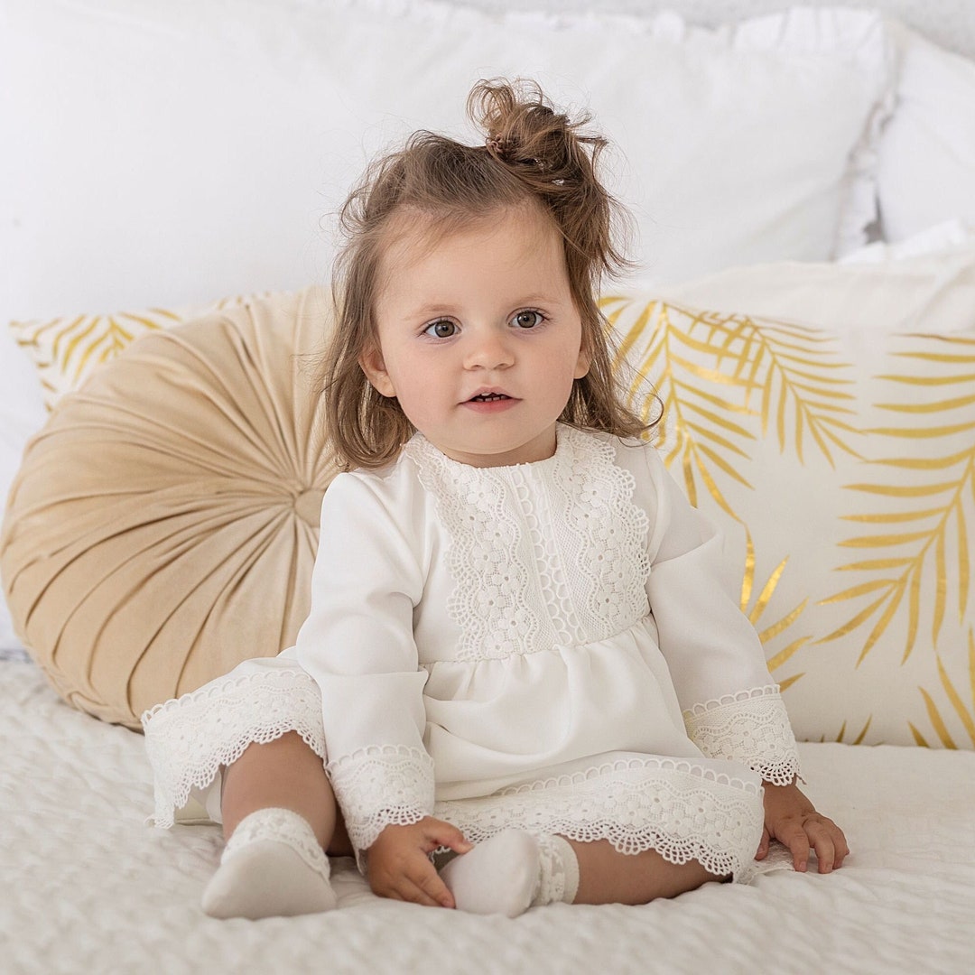 Baptism Dress, Christening Gown, Baby Girl Dress, Lace Dress, Flower