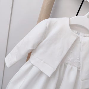 Bolero Bianco Per Battesimo Bambina - 100% Poliestere, Taglia 68cm, Con Roselline - Foto 11